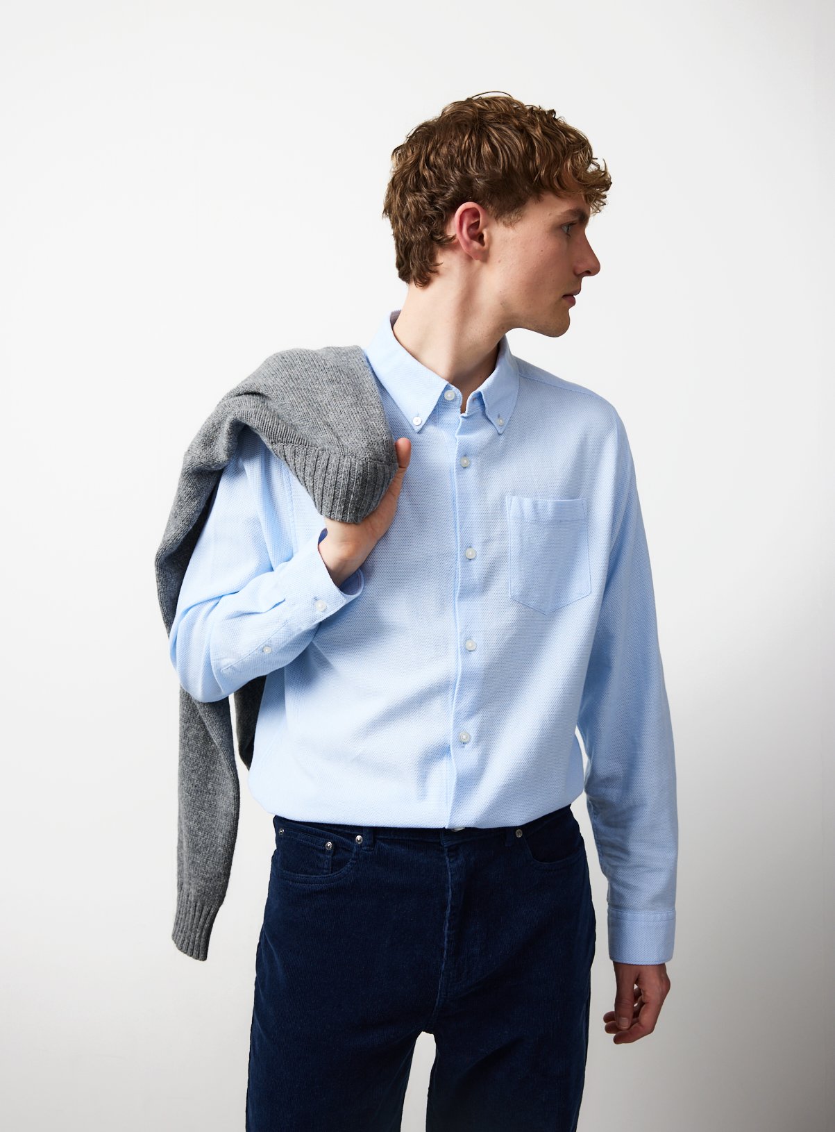 Light Blue Jacquard Texture Regular Fit Long Sleeve Shirt 17 - Image 1 thumbnail